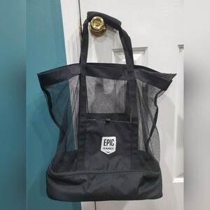 Epic Games Logo Black Mesh Beach Bag with Insulated Pocket